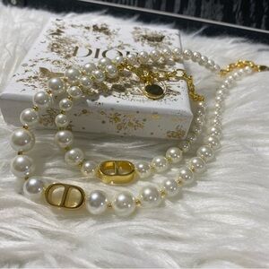 Dior Gold and White Pearl Necklace